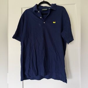 Masters Collection Navy Polo Shirt with Yellow Embroidery 100% Cotton